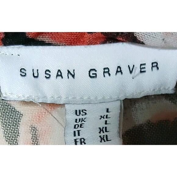 Susan Graver Floral Kimono Top size LARGE/XL Autumn Colors Orange - Picture 5 of 5